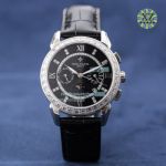 Swiss Replica Patek Philippe Calatrava Moonphase Diamond Bezel Black Dial Watch